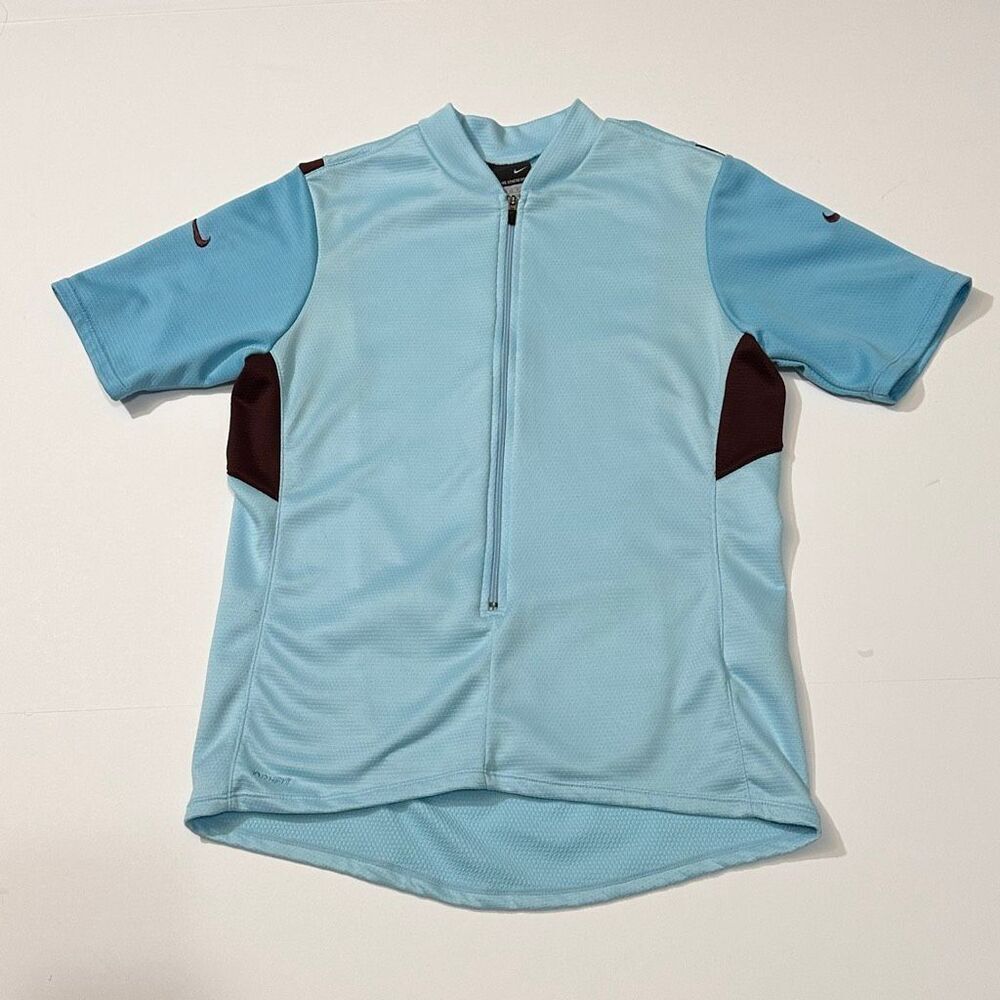 Nike Sphere Cycling Jersey Light Blue with Black Zipper | Women Size Small 4-6